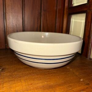 Vintage Marshall Pottery Blue Strip Mixing Bowl. 9”.